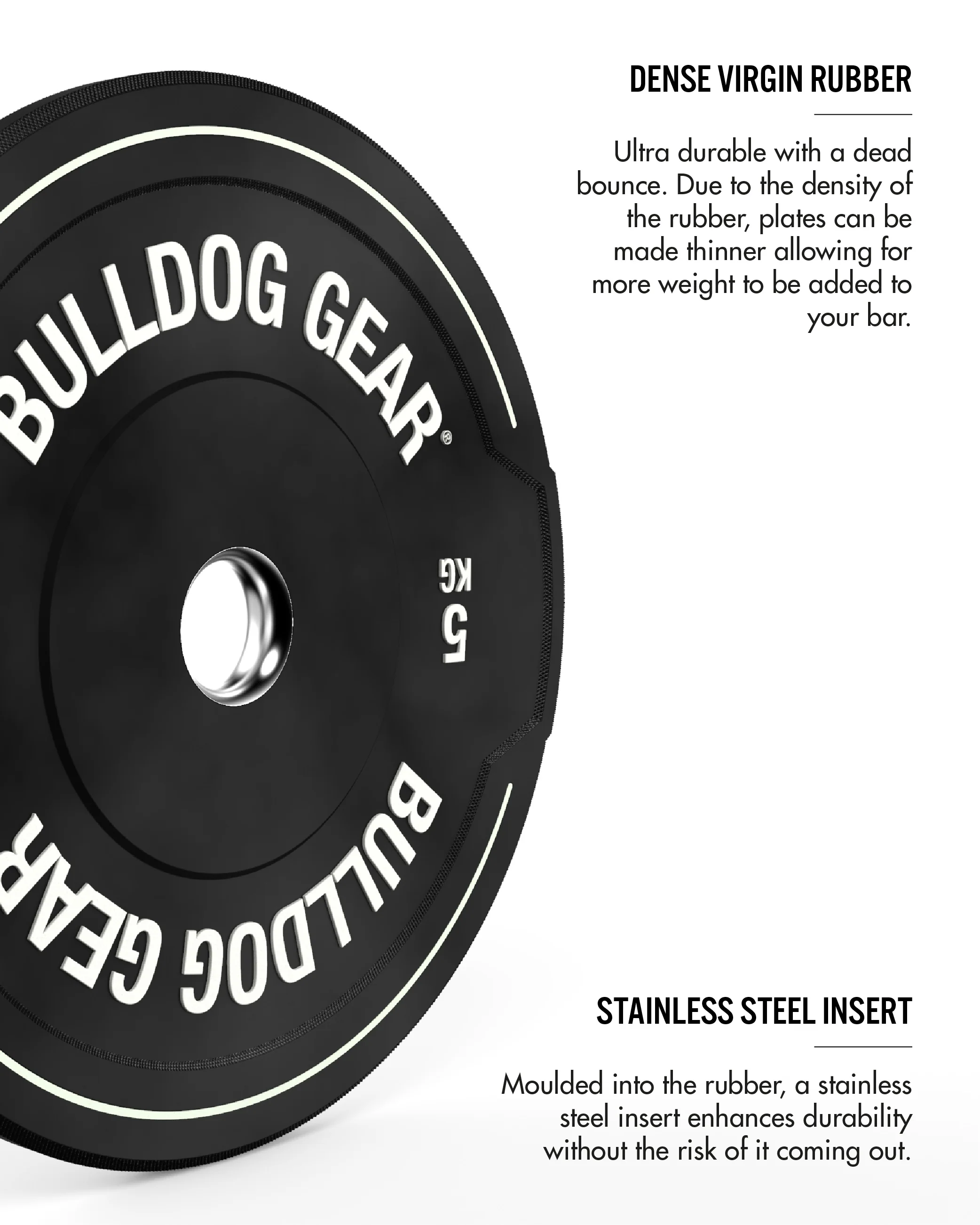Bulldog Gear - Hybrid 2.0 Black Rubber Bumper Plates - Image 5