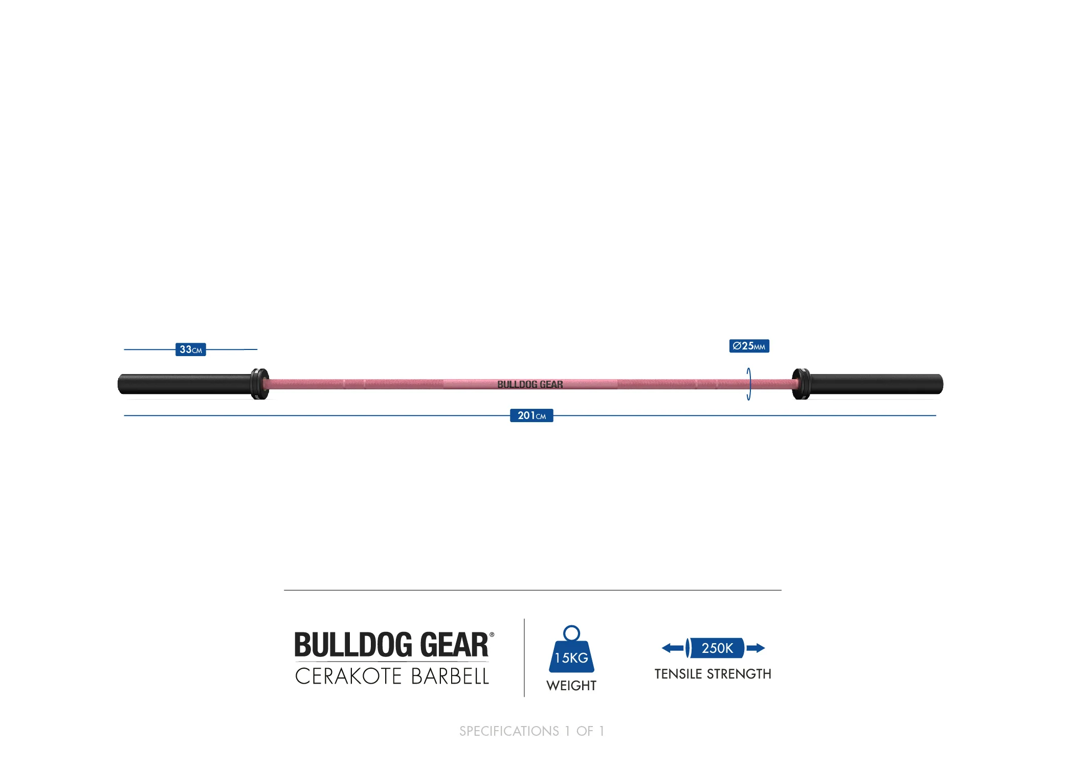 Bulldog Gear - Women's Cerakote 15kg Olympic Barbell - Image 12