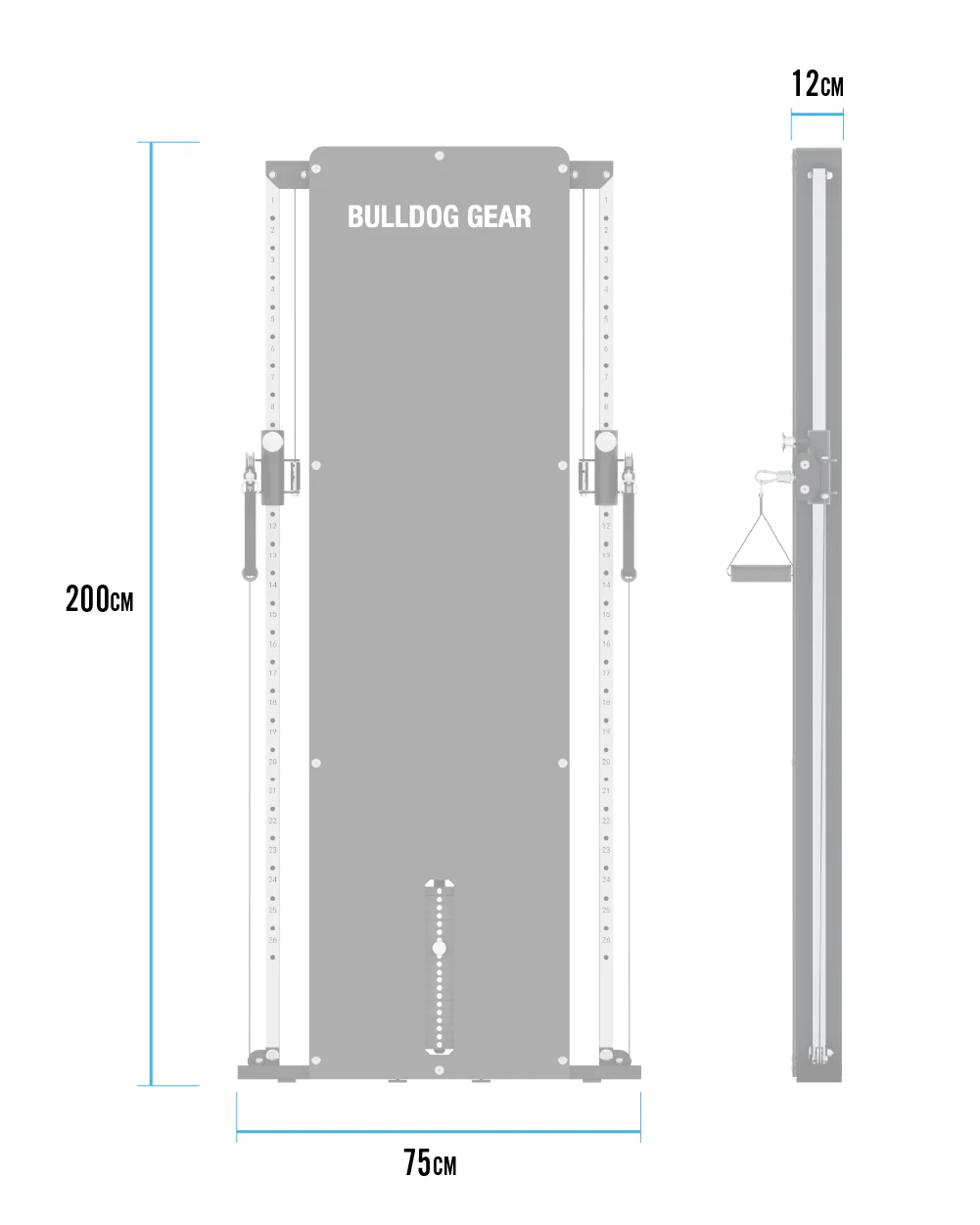 Bulldog Gear - Zero 3 Dual Adjustable Cable Pulley Machine x 1 60kg Stack - Stainless - Image 5