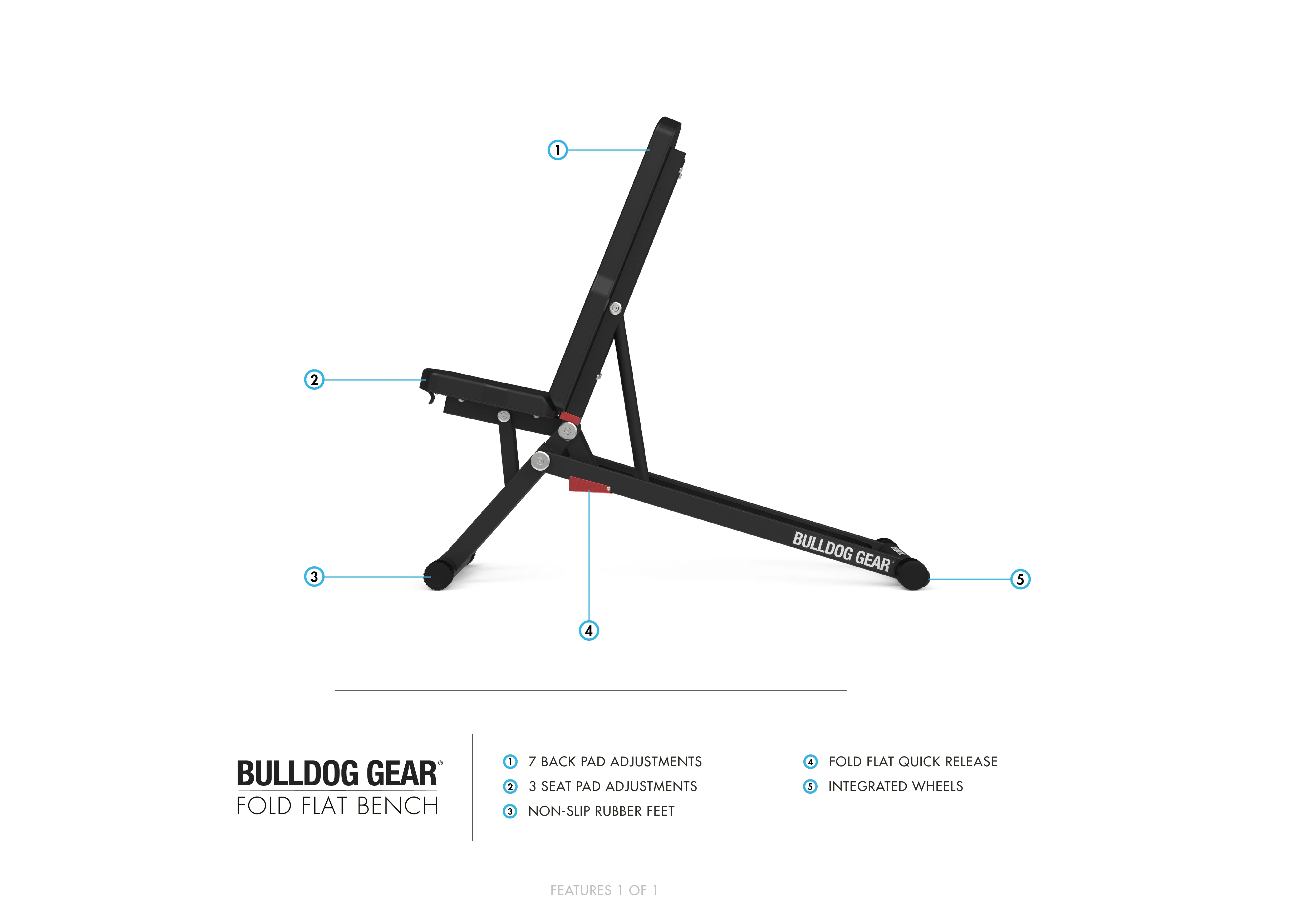 Bulldog Gear - Zero Plus - Fold Flat Adjustable Weight Bench - Image 6