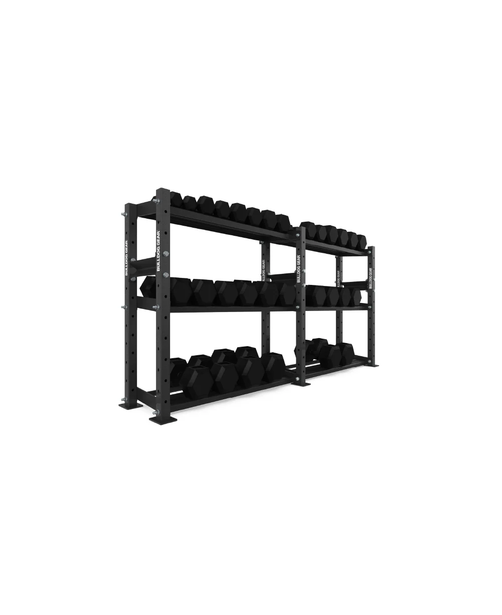 Bulldog Gear - Hex Dumbbells 1.0 680kg Set (2.5kg to 40kg) + Storage System - 229cm Bundle